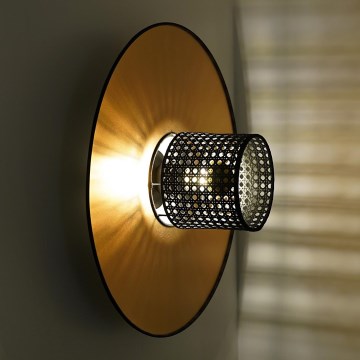 Duolla - Aplique TOKYO RATTAN 1xE27/15W/230V diá. 50 cm dorado/negro