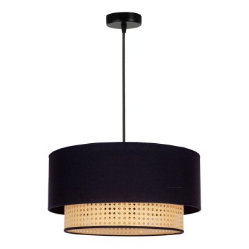 Duolla - Lámpara colgante BOHO 1xE27/15W/230V diá. 45 cm negro/ratán
