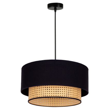 Duolla - Lámpara colgante BOHO 1xE27/15W/230V diá. 45 cm negro/ratán