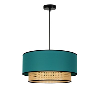 Duolla - Lámpara colgante BOHO 1xE27/15W/230V diá. 45 cm turquesa/ratán