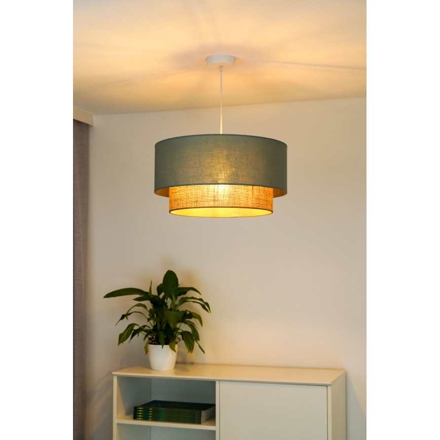 Duolla - Lámpara colgante BOHO 1xE27/15W/230V diá. 45 cm verde/marrón