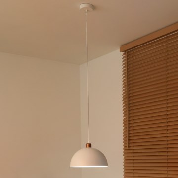 Duolla - Lámpara colgante con cable IRONLINE 1xE27/15W/230V, diámetro 27 cm, blanco/cobre