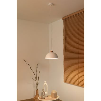 Duolla - Lámpara colgante con cable IRONLINE 1xE27/15W/230V, diámetro 27 cm, blanco/cobre