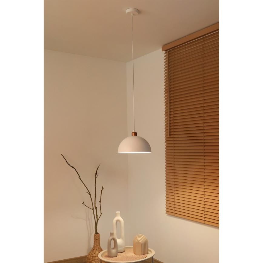 Duolla - Lámpara colgante con cable IRONLINE 1xE27/15W/230V, diámetro 27 cm, blanco/cobre