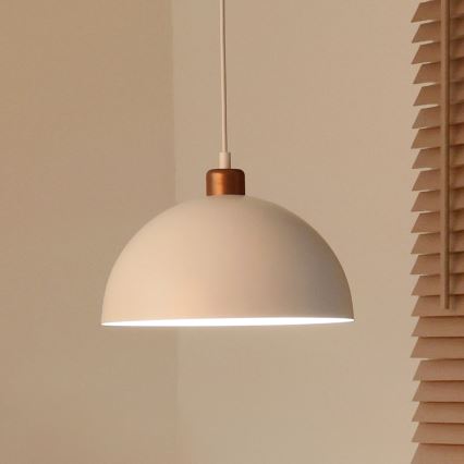 Duolla - Lámpara colgante con cable IRONLINE 1xE27/15W/230V, diámetro 27 cm, blanco/cobre
