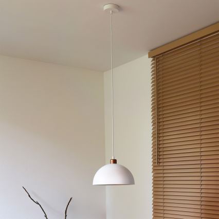 Duolla - Lámpara colgante con cable IRONLINE 1xE27/15W/230V, diámetro 27 cm, blanco/cobre