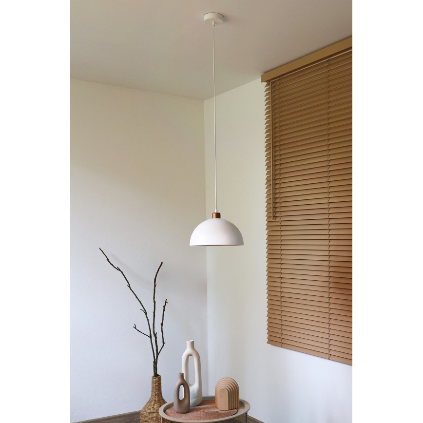 Duolla - Lámpara colgante con cable IRONLINE 1xE27/15W/230V, diámetro 27 cm, blanco/cobre