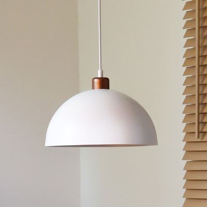 Duolla - Lámpara colgante con cable IRONLINE 1xE27/15W/230V, diámetro 27 cm, blanco/cobre
