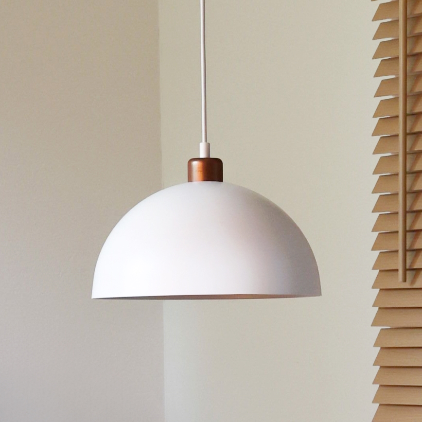 Duolla - Lámpara colgante con cable IRONLINE 1xE27/15W/230V, diámetro 27 cm, blanco/cobre