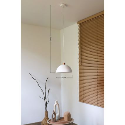 Duolla - Lámpara colgante con cable IRONLINE 1xE27/15W/230V, diámetro 27 cm, blanco/cobre