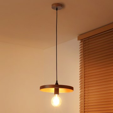 Duolla - Lámpara colgante con cable IRONLINE 1xE27/15W/230V diámetro 30 cm cobre/negro