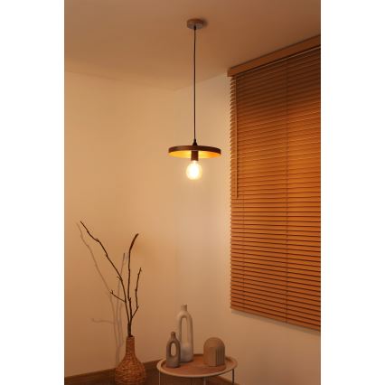 Duolla - Lámpara colgante con cable IRONLINE 1xE27/15W/230V diámetro 30 cm cobre/negro