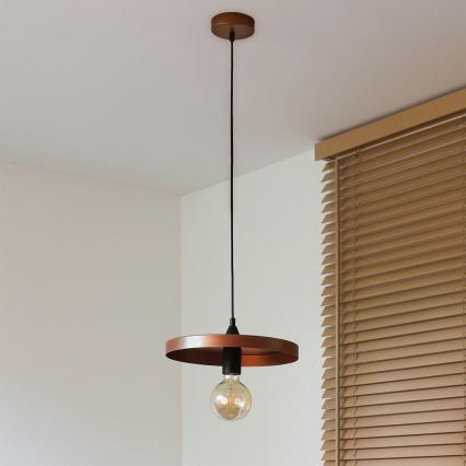 Duolla - Lámpara colgante con cable IRONLINE 1xE27/15W/230V diámetro 30 cm cobre/negro