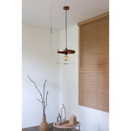 Duolla - Lámpara colgante con cable IRONLINE 1xE27/15W/230V diámetro 30 cm cobre/negro