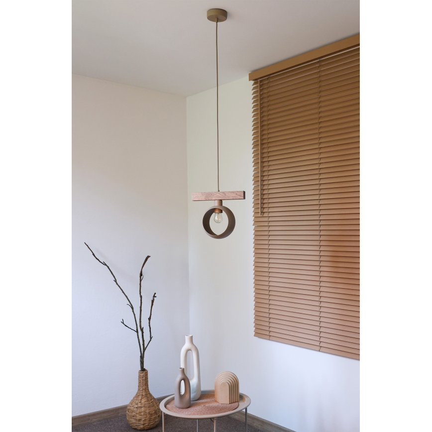 Duolla - Lámpara colgante con cable IRONLINE 1xE27/15W/230V pino/roble/beige