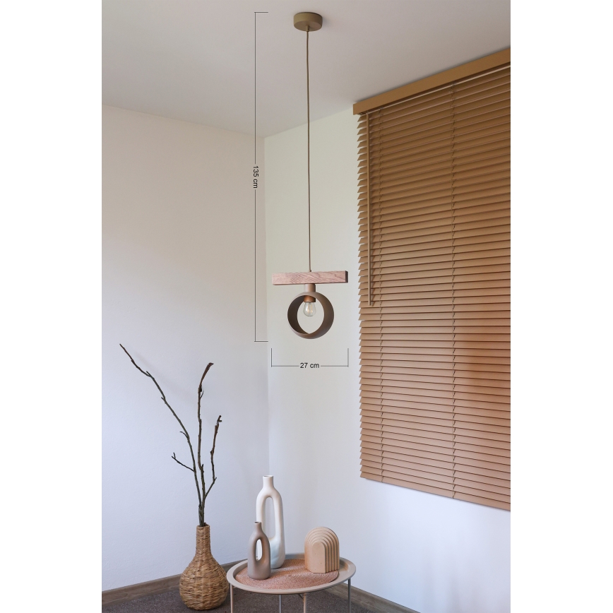 Duolla - Lámpara colgante con cable IRONLINE 1xE27/15W/230V pino/roble/beige