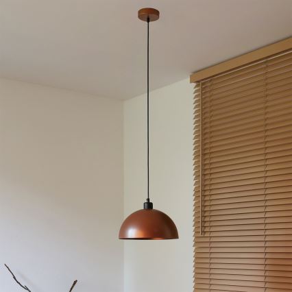 Duolla - Lámpara colgante con cable IRONLINE 1xE27/15W/230V Ø 27 cm cobre/negro