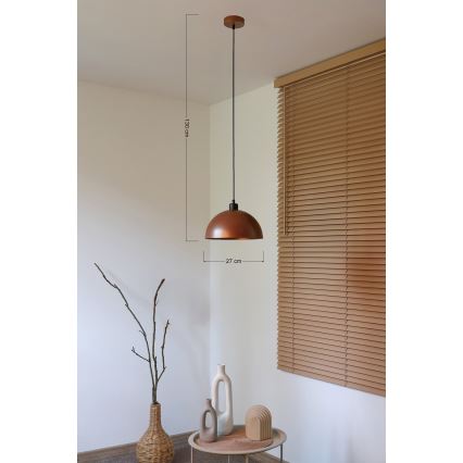 Duolla - Lámpara colgante con cable IRONLINE 1xE27/15W/230V Ø 27 cm cobre/negro