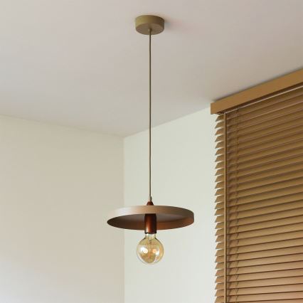 Duolla - Lámpara colgante con cable IRONLINE 1xE27/15W/230V Ø 30 cm beige/cobre