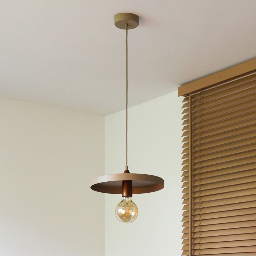 Duolla - Lámpara colgante con cable IRONLINE 1xE27/15W/230V Ø 30 cm beige/cobre