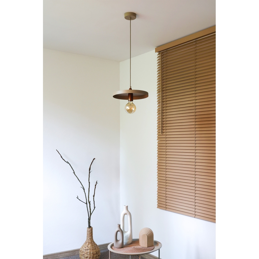 Duolla - Lámpara colgante con cable IRONLINE 1xE27/15W/230V Ø 30 cm beige/cobre