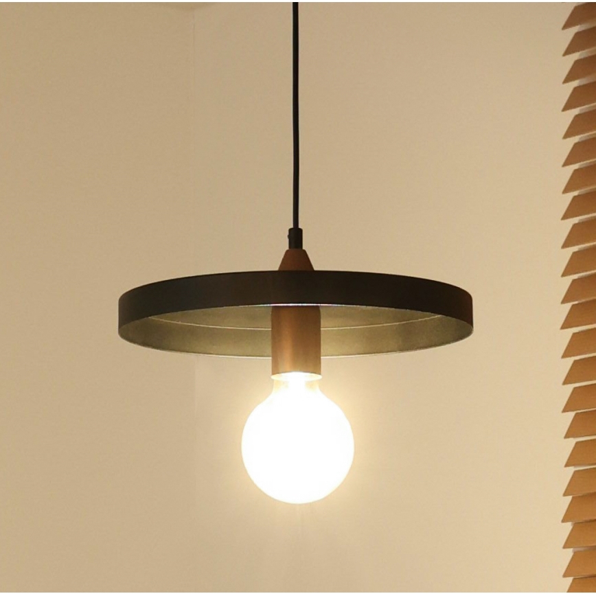 Duolla - Lámpara colgante con cable IRONLINE 1xE27/15W/230V Ø 30 cm negro/cobre