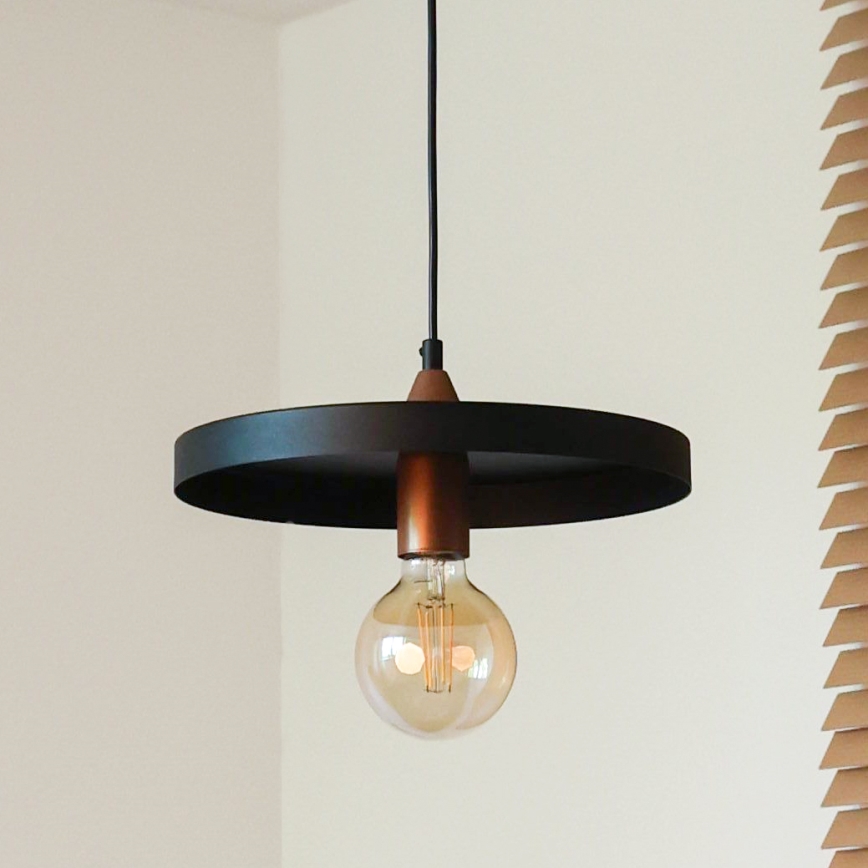 Duolla - Lámpara colgante con cable IRONLINE 1xE27/15W/230V Ø 30 cm negro/cobre