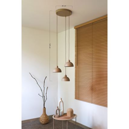 Duolla - Lámpara colgante con cable IRONLINE 3xE27/15W/230V beige