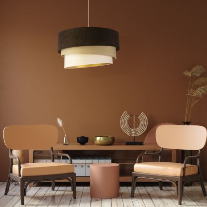 Duolla - Lámpara colgante DEVON 1xE27/40W/230V diá. 45 cm marrón/beige