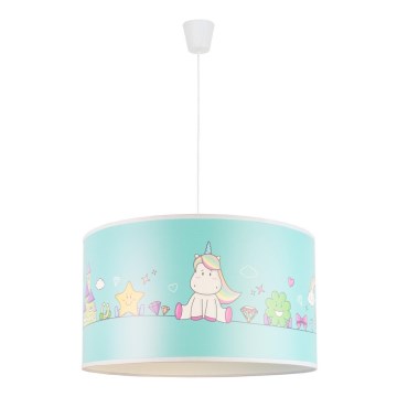 Duolla - Lámpara colgante infantil UNICORN 1xE27/15W/230V diá. 35 cm