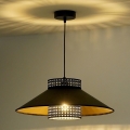 Duolla - Lámpara colgante RIO RATTAN 1xE27/15W/230V diá. 45 cm negro/dorado