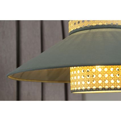 Duolla - Lámpara colgante RIO RATTAN 1xE27/15W/230V diá. 45 cm verde/ratán