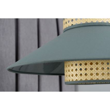 Duolla - Lámpara colgante RIO RATTAN 1xE27/15W/230V diá. 45 cm verde/ratán