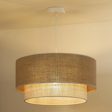 Duolla - Lámpara colgante YUTE BOHO 3xE27/15W/230V diá. 60 cm marrón/color crema