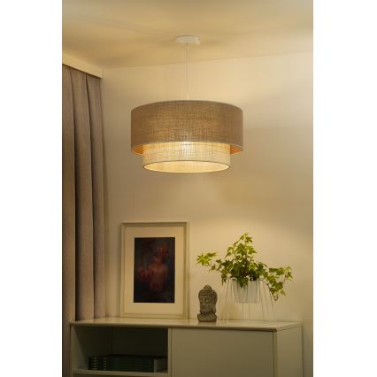 Duolla - Lámpara colgante YUTE BOHO 3xE27/15W/230V diá. 60 cm marrón/color crema