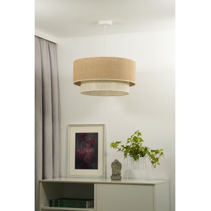 Duolla - Lámpara colgante YUTE BOHO 3xE27/15W/230V diá. 60 cm marrón/color crema