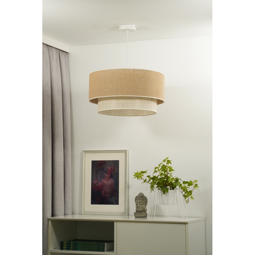 Duolla - Lámpara colgante YUTE BOHO 3xE27/15W/230V diá. 60 cm marrón/color crema