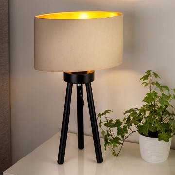 Duolla - Lámpara de mesa OVAL VEGAN 1xE27/15W/230V diá. 30 cm color crema