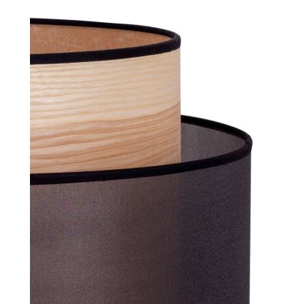 Duolla - Lámpara de mesa WOOD BOHO 1xE27/15W/230V diá. 25 cm negro/beige