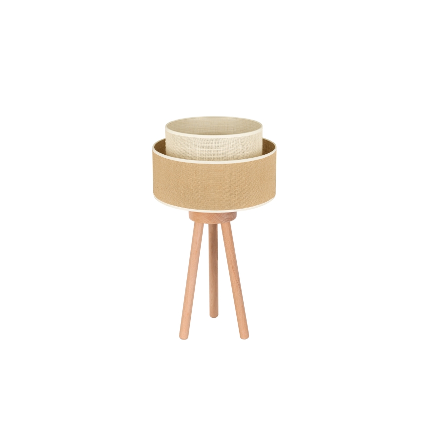 Duolla - Lámpara de mesa YUTE BOHO 1xE27/15W/230V diá. 25 cm marrón/color crema