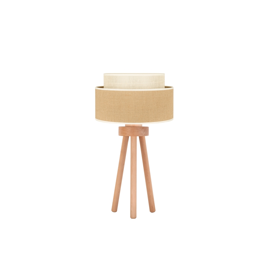 Duolla - Lámpara de mesa YUTE BOHO 1xE27/15W/230V diá. 25 cm marrón/color crema