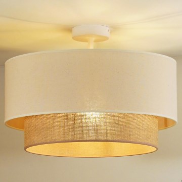 Duolla - Lámpara de techo BOHO 1xE27/15W/230V diá. 45 cm color crema/marrón
