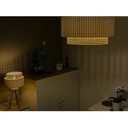 Duolla - Lámpara de techo BOHO 3xE27/15W/230V Ø 60 cm crema/rattán