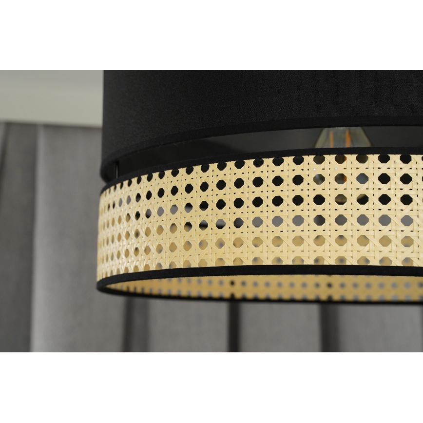 Duolla - Lámpara de techo DOUBLE RATTAN 1xE27/15W/230V diá. 40 cm negro/beige