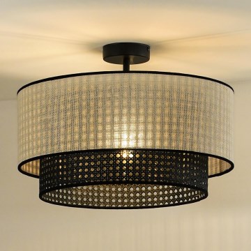 Duolla - Lámpara de techo RATTAN YUTE 1xE27/15W/230V diá. 45 cm color crema/negro