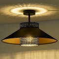 Duolla - Lámpara de techo RIO RATTAN 1xE27/15W/230V diá. 45 cm negro/dorado