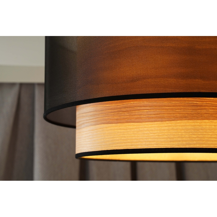 Duolla - Lámpara de techo WOOD BOHO 1xE27/15W/230V diá. 45 cm negro/beige
