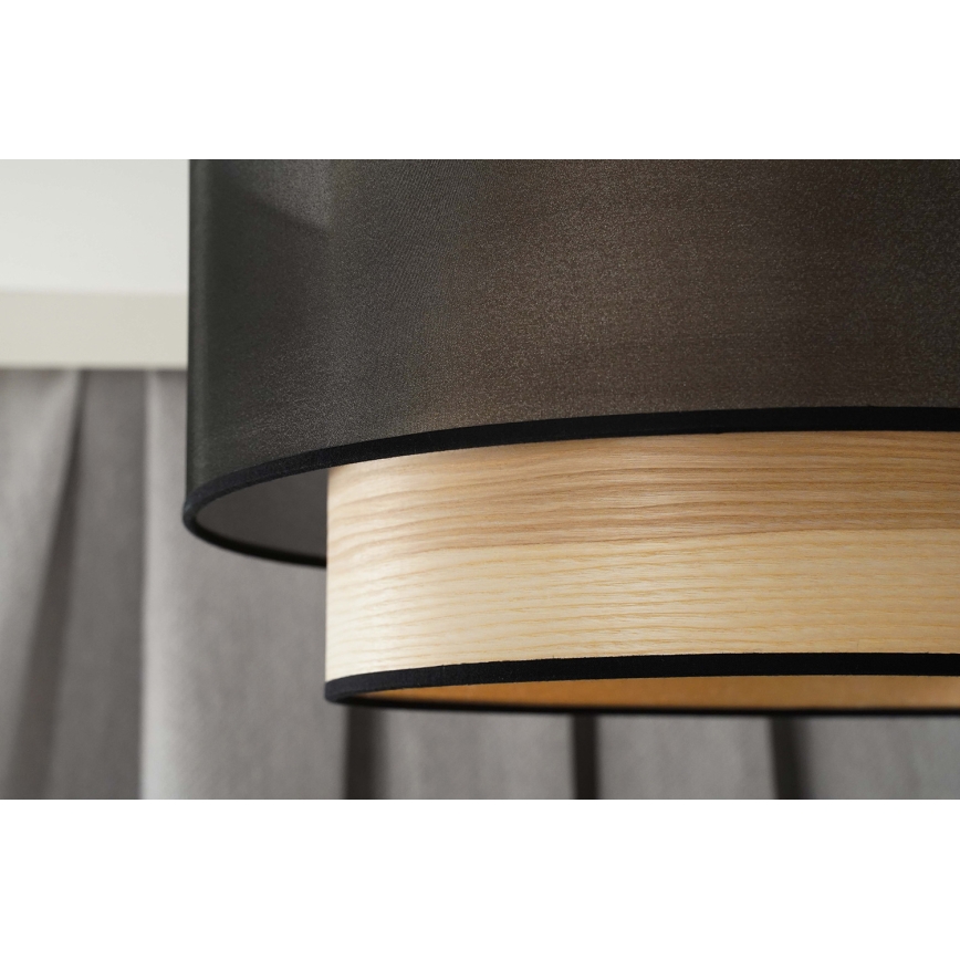 Duolla - Lámpara de techo WOOD BOHO 1xE27/15W/230V diá. 45 cm negro/beige