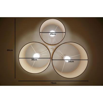 Duolla - Plafón ROLLER TRIO 3xE27/60W/230V beige