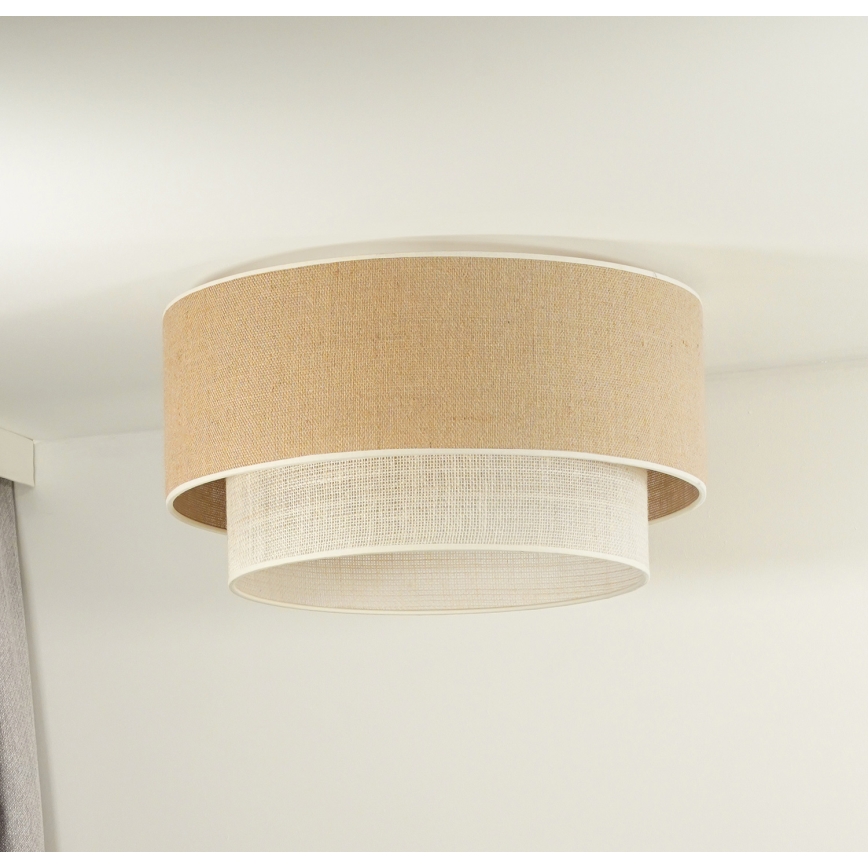 Duolla - Plafón YUTE BOHO 1xE27/15W/230V diá. 45 cm marrón/color crema